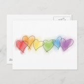 Carte Postale Aquarelle Rainbow Hearts (Devant / Derrière)