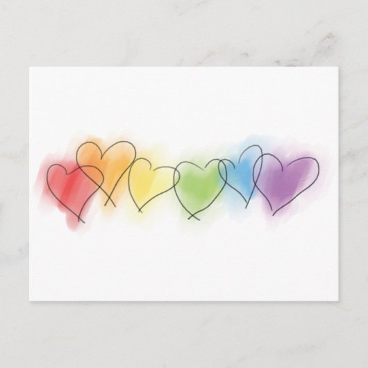 Carte Postale Aquarelle Rainbow Hearts (Devant)