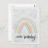 Carte Postale Aquarelle Rainbow Modern Joyeux anniversaire (Devant / Derrière)