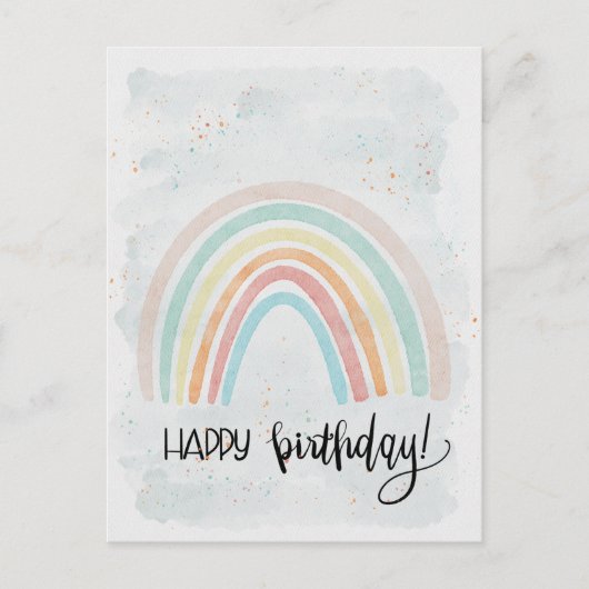 Carte Postale Aquarelle Rainbow Modern Joyeux anniversaire (Devant)