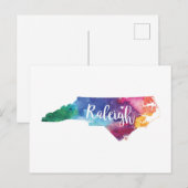 Carte Postale Aquarelle Raleigh, Caroline du Nord (Devant / Derrière)
