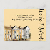 Carte Postale Aquarelle Rangée des maisons Changement d'adresse (Devant)