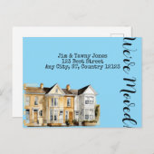 Carte Postale Aquarelle Rangée des maisons Changement d'adresse (Devant / Derrière)