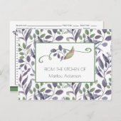 Carte Postale Aquarelle Recettes Feuilles pourpre et verte | (Devant / Derrière)