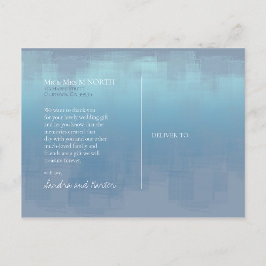 Carte Postale Aquarelle Réflexions Merci Dusty Blue ID774 (Dos)