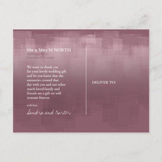 Carte Postale Aquarelle Réflexions Merci Mauve ID774 (Dos)