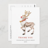Carte Postale Aquarelle Reindeer Noël Merci de vacances (Devant / Derrière)