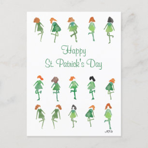 Carte Postale Aquarelle rétro St. Patrick's Day Danse irlandaise