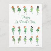 Carte Postale Aquarelle rétro St. Patrick's Day Danse irlandaise (Devant)