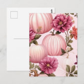 Carte Postale Aquarelle rose Citrouille motif floral (Devant / Derrière)