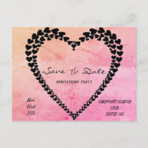 Carte postale aquarelle rose cœur par cœurs