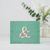 Carte Postale Aquarelle rose Cool mignonne sur Turquoise (Debout devant)