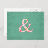 Carte Postale Aquarelle rose Cool mignonne sur Turquoise (Devant / Derrière)