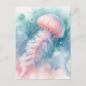 Carte Postale Aquarelle rose délicate méduse (Devant)
