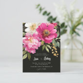 Carte Postale Aquarelle rose et blanc Peony Mariage floral (Debout devant)
