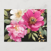 Carte Postale Aquarelle rose et blanc Peony Mariage floral (Dos)