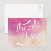 Carte Postale Aquarelle rose et violet Merci Ombre (Devant / Derrière)