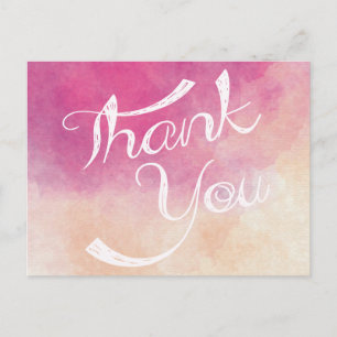 Carte Postale Aquarelle rose et violet Merci Ombre