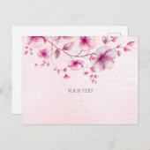 Carte postale Aquarelle rose Fleurs (Devant / Derrière)