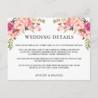 Aquarelle rose Floral Détails du Mariage Insérer u