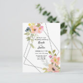 Carte Postale Aquarelle rose Floral Mariage géométrique (Debout devant)