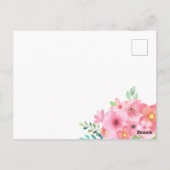 Carte Postale Aquarelle rose Flores feuille Merci calligraphie (Dos)