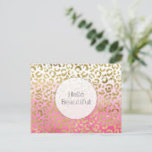 Carte Postale Aquarelle rose léopard d'or (Debout devant)