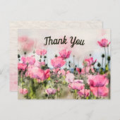 Carte Postale Aquarelle rose Merci (Devant / Derrière)