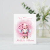Carte Postale Aquarelle rose mignonne Gnome Saint-Valentin (Debout devant)