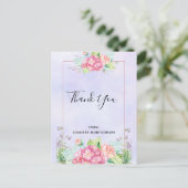 Carte Postale Aquarelle rose moderne Bouquet de fleurs Merci (Debout devant)