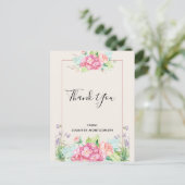 Carte Postale Aquarelle rose moderne Bouquet de fleurs Merci (Debout devant)