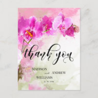 Aquarelle rose orchidée Merci à éclaboussure