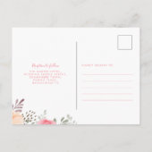 Carte Postale Aquarelle rose pâle Floral Rose Mariage Inviter (Dos)