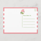 Carte Postale Aquarelle rose pâle Jardin Gnome Anniversaire (Dos)