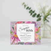 Carte Postale Aquarelle rose pourpre 80e anniversaire (Debout devant)