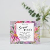 Carte Postale Aquarelle rose pourpre Floral 100e anniversaire (Debout devant)