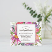 Carte Postale Aquarelle rose pourpre Floral 21e fête d'anniversa (Debout devant)