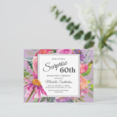 Carte Postale Aquarelle rose pourpre Floral 60e anniversaire (Debout devant)