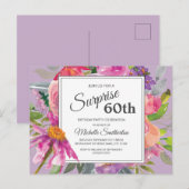 Carte Postale Aquarelle rose pourpre Floral 60e anniversaire (Devant / Derrière)