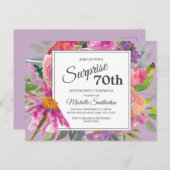 Carte Postale Aquarelle rose pourpre Floral 70e anniversaire (Devant / Derrière)