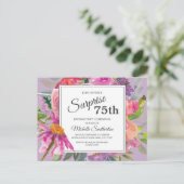Carte Postale Aquarelle rose pourpre Floral 75e anniversaire (Debout devant)