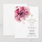 Carte Postale Aquarelle Rose poussiéreuse Baptême floral Invitat (Devant / Derrière)