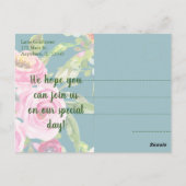 Carte Postale Aquarelle Rose rose sur Turquoise Enregistrer la d (Dos)
