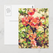 Carte Postale Aquarelle rose rouge Motif floral 1 (Devant / Derrière)