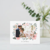 Carte Postale Aquarelle Rose & Sage Mariage Merci de verdure (Debout devant)