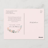Carte Postale Aquarelle Rose & Sage Mariage Merci de verdure (Dos)