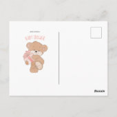 Carte Postale Aquarelle rose simple Baby shower ours en peluche (Dos)