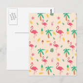 Carte Postale Aquarelle rose tendance tropical flamingo floral (Devant / Derrière)