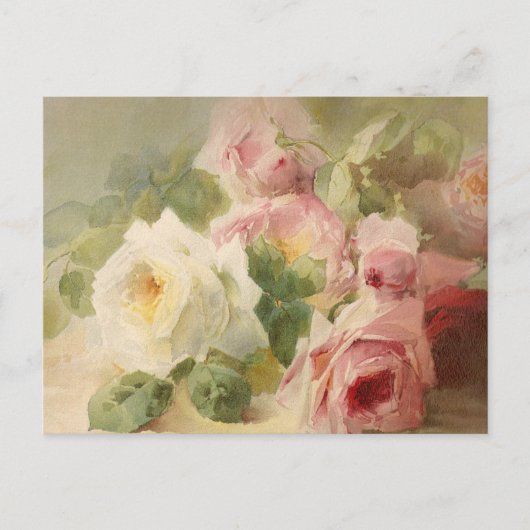 Carte Postale Aquarelle Rose victorienne vintage (Devant)