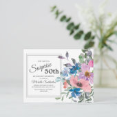 Carte Postale Aquarelle rose violet 50e anniversaire Floral (Debout devant)